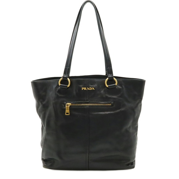 PRADA Prada Tote Bag Shoulder Leather NERO Black Beige BR4360 - Picture 1 of 10
